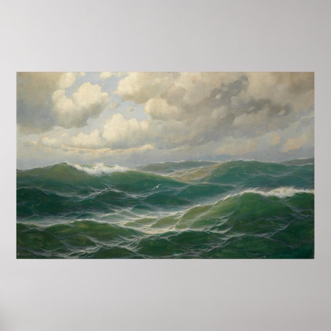 Seagulls Over Waves by Max Jensen Poster (Front)