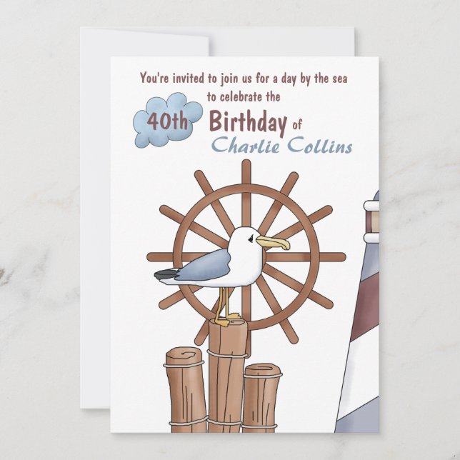 Seagull's Perch Nautical Invitation (Front)