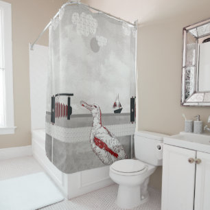 Seagulls selfies shower curtain