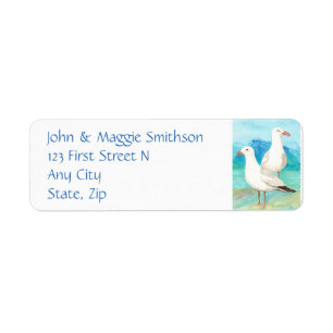 Seagulls - watercolor bird - Address Return Address Label