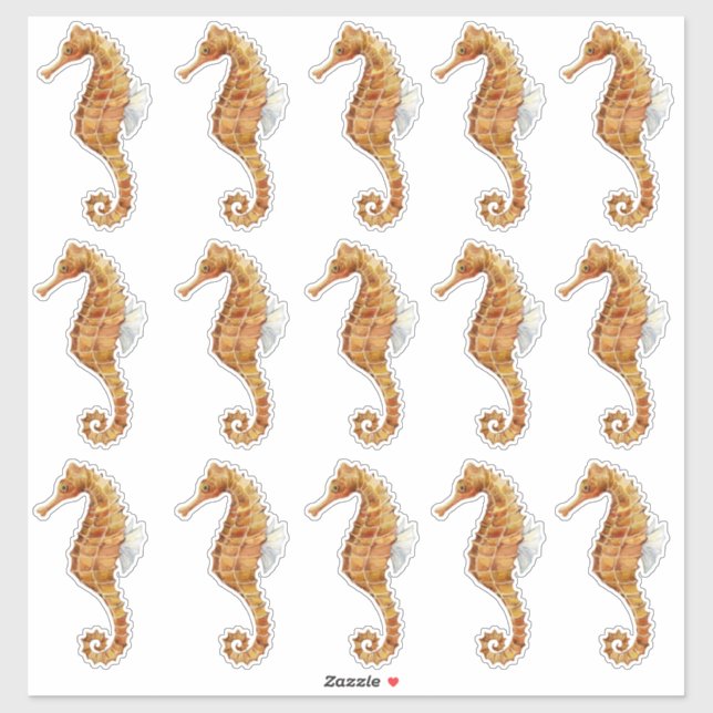 Seahorse 15 Large Watercolor Painted Transparent (Sheet)
