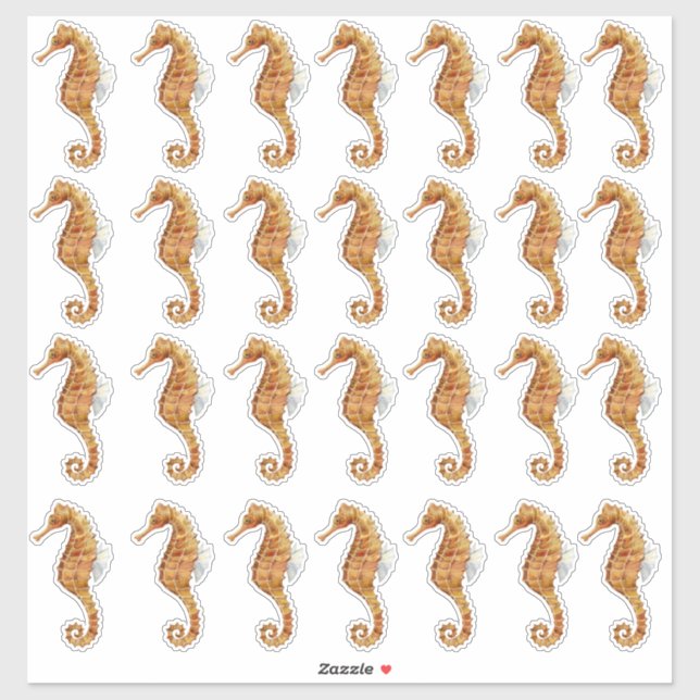 Seahorse 28 Watercolor Painted Transparent (Sheet)
