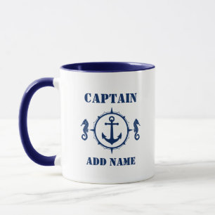 Seahorse Anchor Captain Add Name or Boat Name sa0b Mug