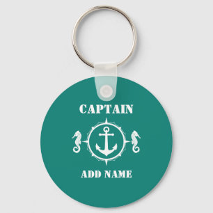 Seahorse Anchor Captain Add Name or Boat Name sh0a Key Ring