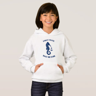 Seahorse Anchor First Mate Boat or Name White