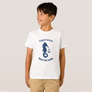 Seahorse Anchor First Mate Boat or Name White T-Shirt