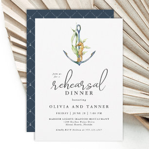 Seahorse and Anchor Nautical Rehearsal Dinner Invitation