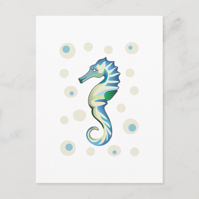 SEAHORSE AND BUBBLES POSTCARD (Front)