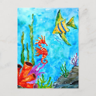 Seahorse and Fish Buddies Postcard