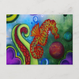 seahorse and octopus tentacle postcard