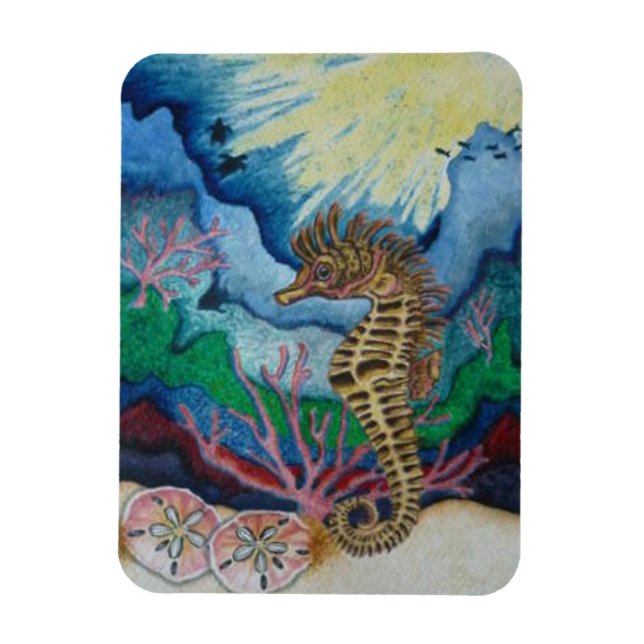 Seahorse and Sandollar Fridge Magnet (Vertical)