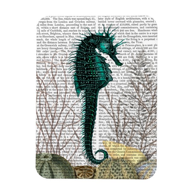 SeaHorse and Sea Urchins 2 Magnet (Vertical)