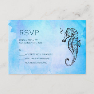 Seahorse and Seashell Nautical Wedding RSVP Card