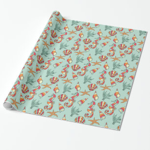 Seahorse and Seashell Pattern Wrapping Paper