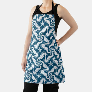 Seahorse and Starfish - Blue Sealife Pattern Apron