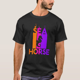 Seahorse Animal Rainbow Bubble With Silhouette T-Shirt