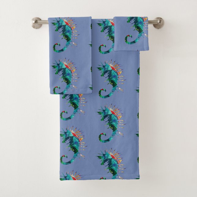 Seahorse Art  Bathroom Towel Set (Insitu)