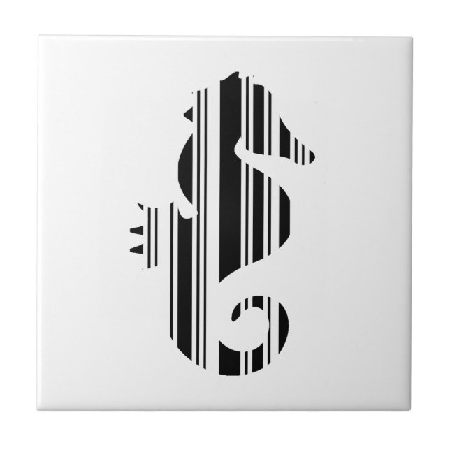 SEAHORSE BAR CODE Fish Barcode Pattern Design Ceramic Tile (Front)