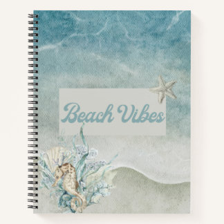 Seahorse Beach Theme Spiral Notebook 