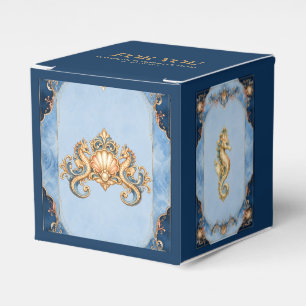 Seahorse beach wedding EDITABLE retro shell Favour Box