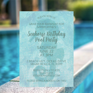 Seahorse Birthday Pool Party Invitation