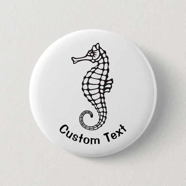 Seahorse Black 6 Cm Round Badge (Front)