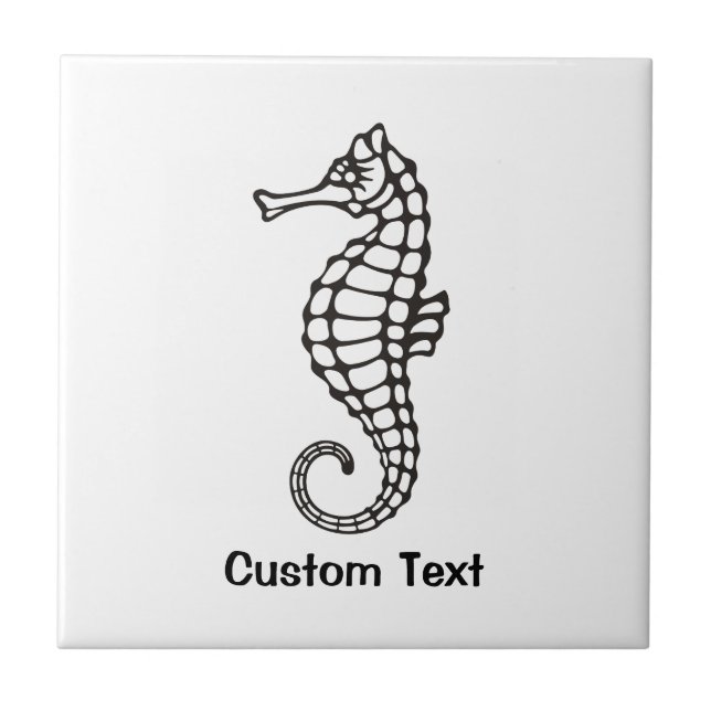 Seahorse Black Ceramic Tile (Front)