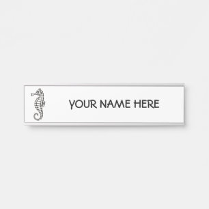 Seahorse Black Door Sign