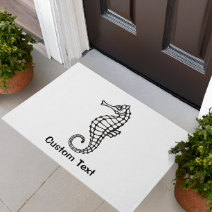 Seahorse Black Doormat