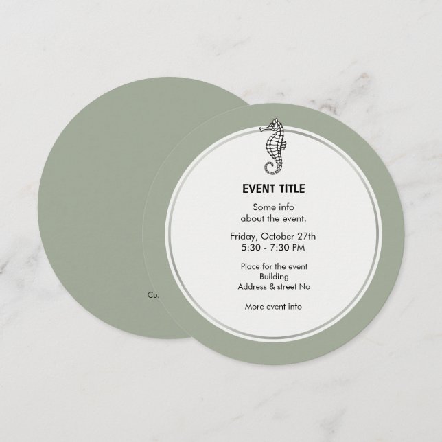 Seahorse Black Invitation (Front/Back)