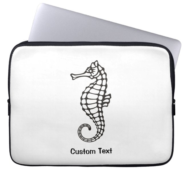 Seahorse Black Laptop Sleeve (Front)