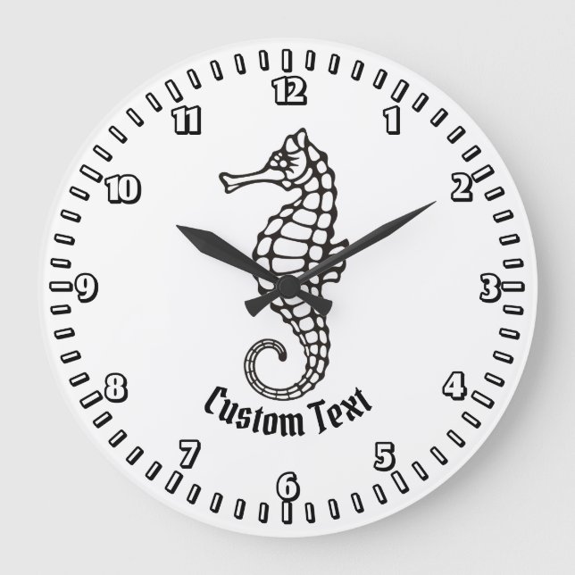 Seahorse Black Large Clock (Front)