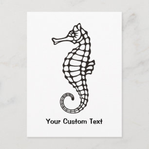 Seahorse Black Postcard