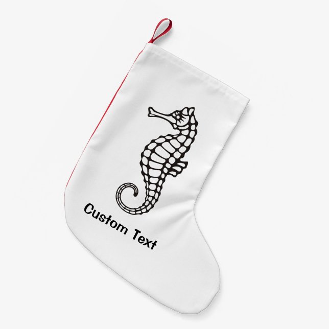 Seahorse Black Small Christmas Stocking (Front (Hanging))