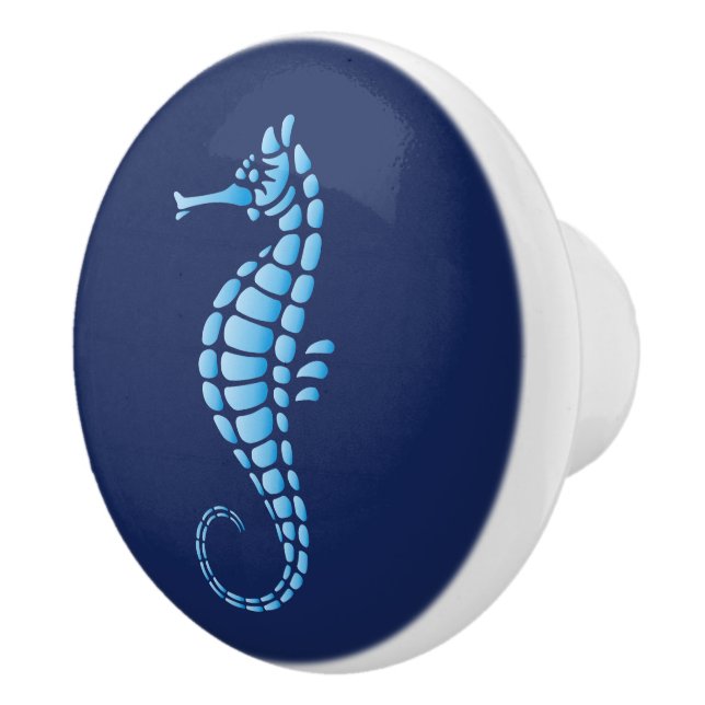 Seahorse Blue Ceramic Knob (Right)