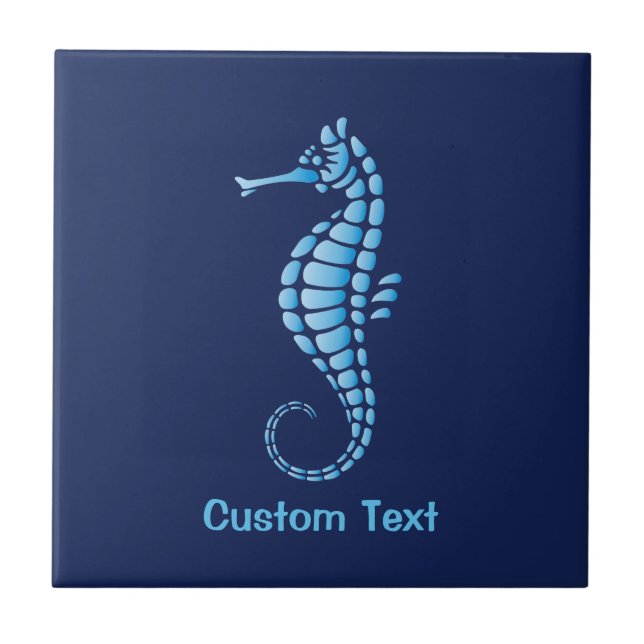Seahorse Blue Ceramic Tile (Front)