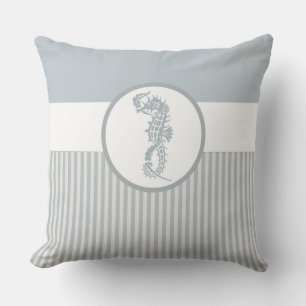 Seahorse Blue Classic Nautical Elegant Cushion