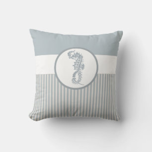 Seahorse Blue Classic Nautical Elegant Cushion