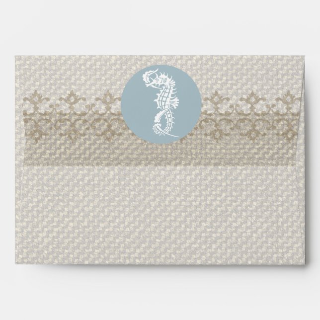 Seahorse Blue Classic Nautical Elegant Envelopes (Back (Top Flap))