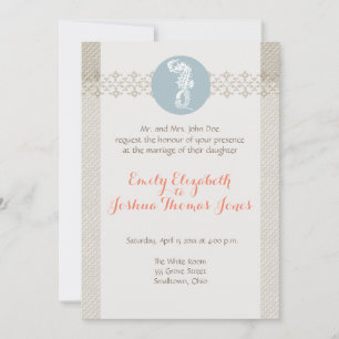 Seahorse Blue Classic Nautical Elegant Invitation