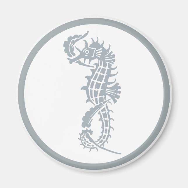 Seahorse Blue Classic Nautical Elegant Magnet (Front)