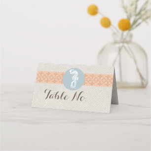 Seahorse Blue Classic Nautical Elegant Place Card