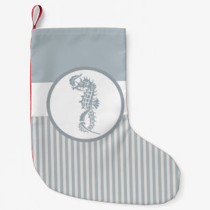 Seahorse Blue Classic Nautical Elegant Small Christmas Stocking