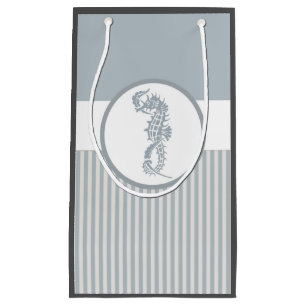 Seahorse Blue Classic Nautical Elegant Small Gift Bag