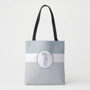 Seahorse Blue Classic Nautical Elegant Tote Bag