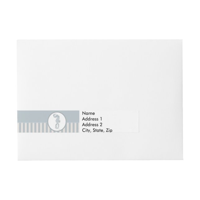 Seahorse Blue Classic Nautical Elegant Wraparound Address Label (Front)