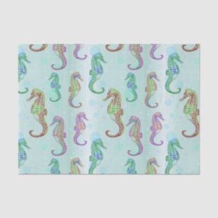 Seahorse Blue Green Tissue Paper