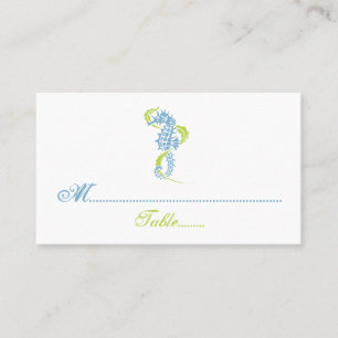 Seahorse blue, green wedding place card