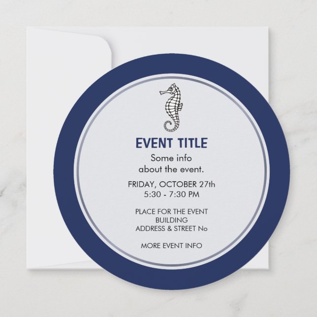 Seahorse Blue Invitation (Back)