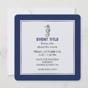 Seahorse Blue Invitation